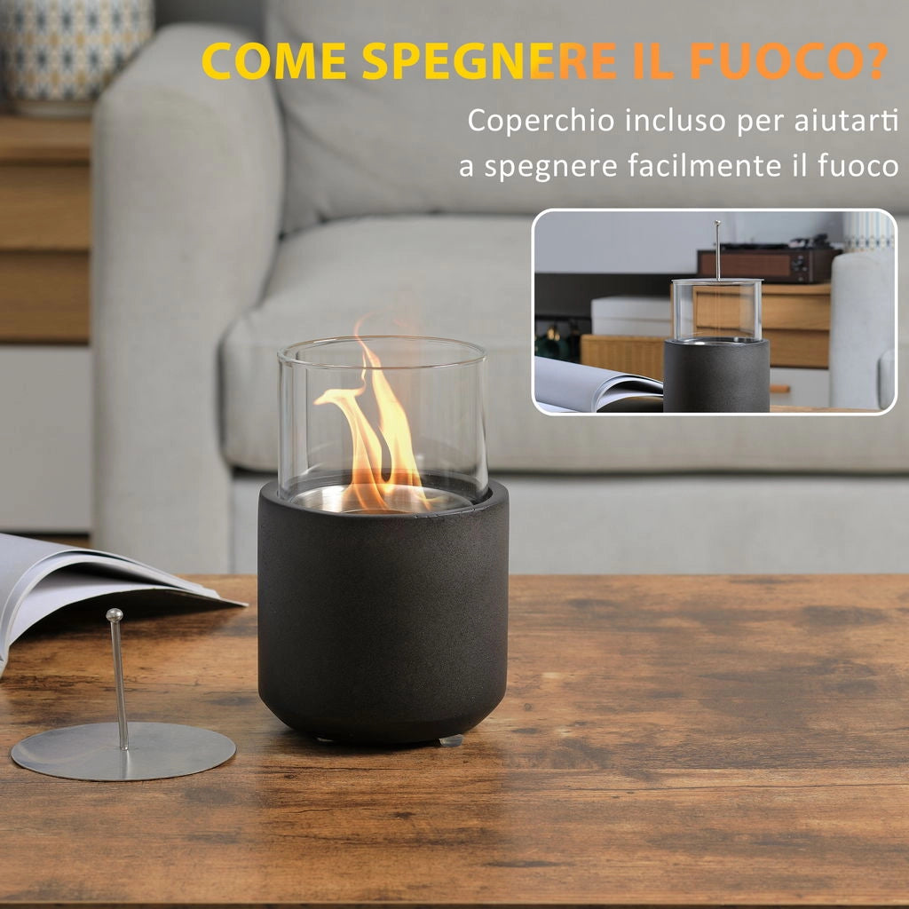 CAMINO A BIOETANOLO DA TAVOLO CON SERBATOIO DA 0.4L12X12X19CM GRIGIO SCURO