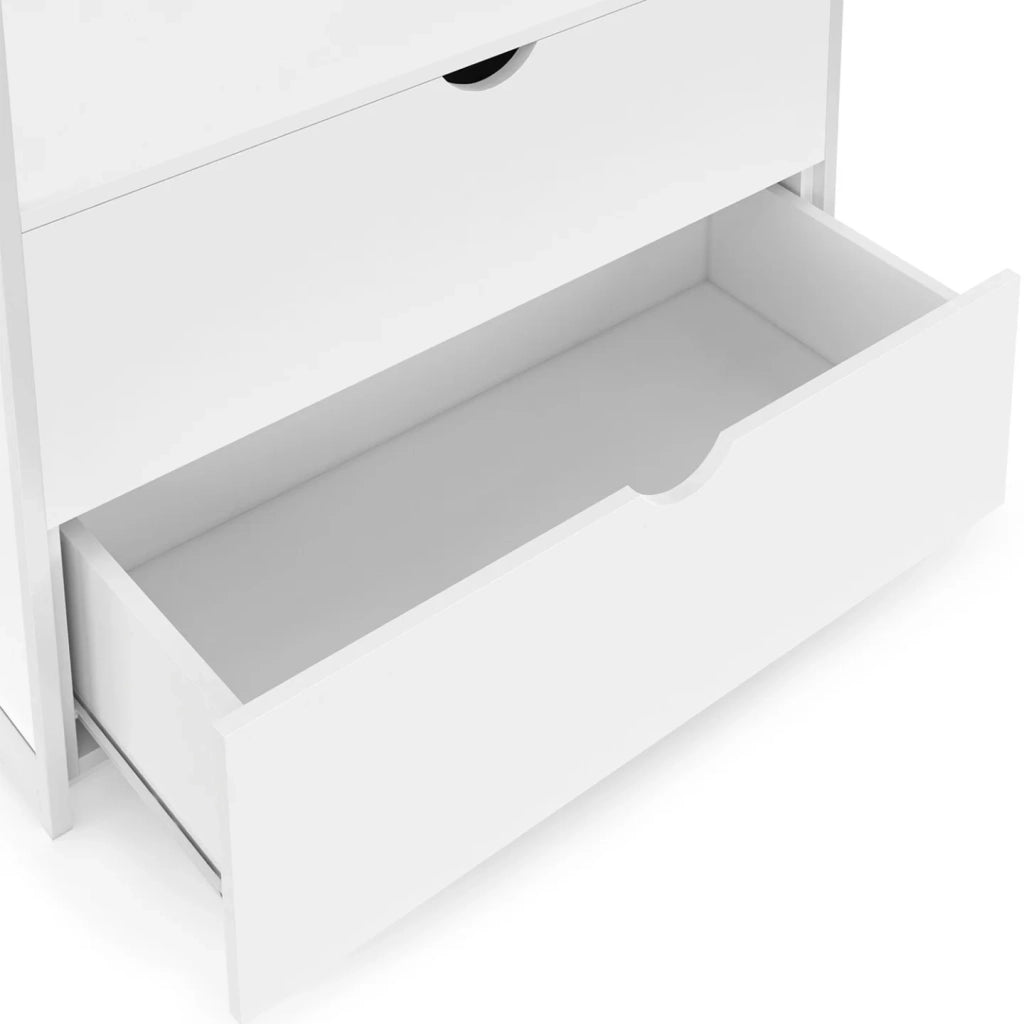 IDMarket - Armadio a 2 cassetti L. 80 cm BROOKLYN legno bianco e metallo bianco