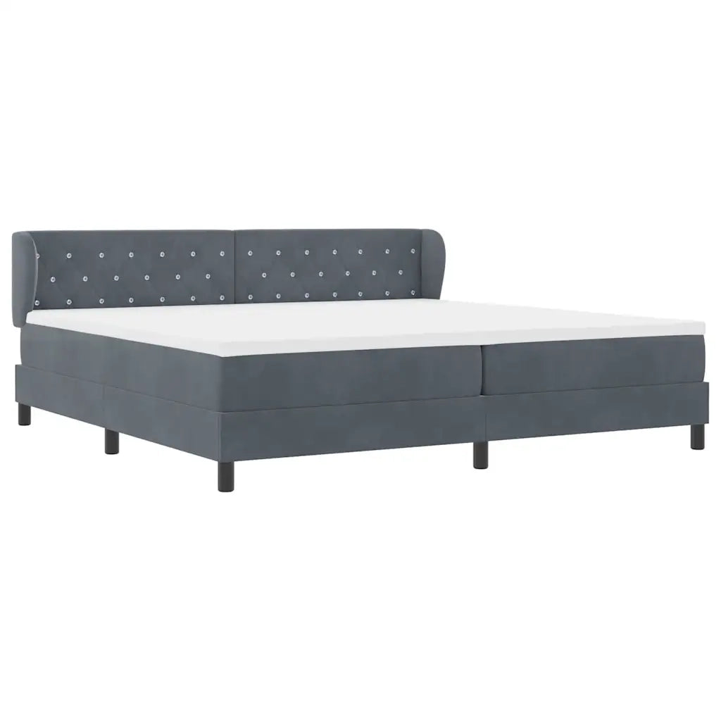 Letto a molle con materasso Grigio scuro 200 x 200 cm Velluto 3340353