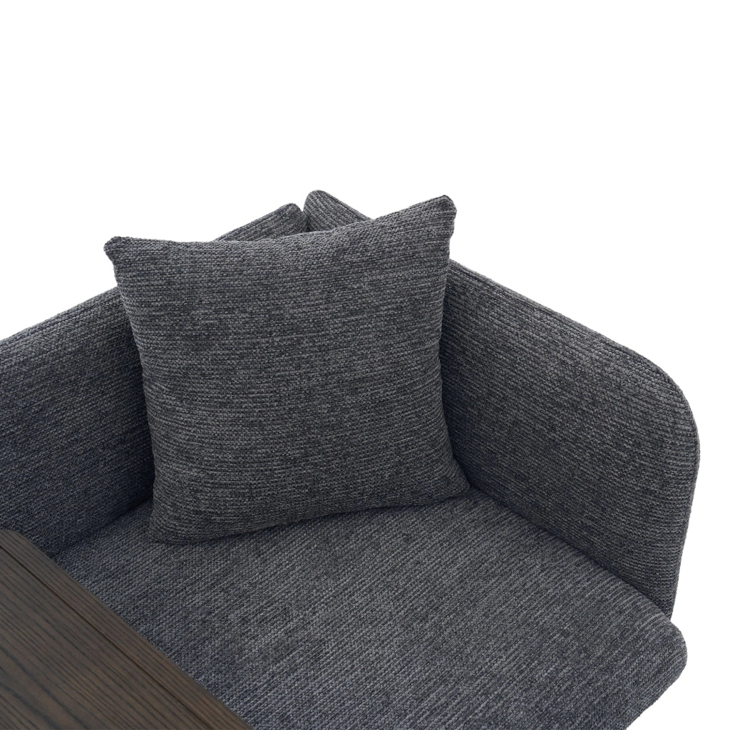 POLTRONA con tavolino laterale 86x72x71 cm in ciniglia grigio scuro