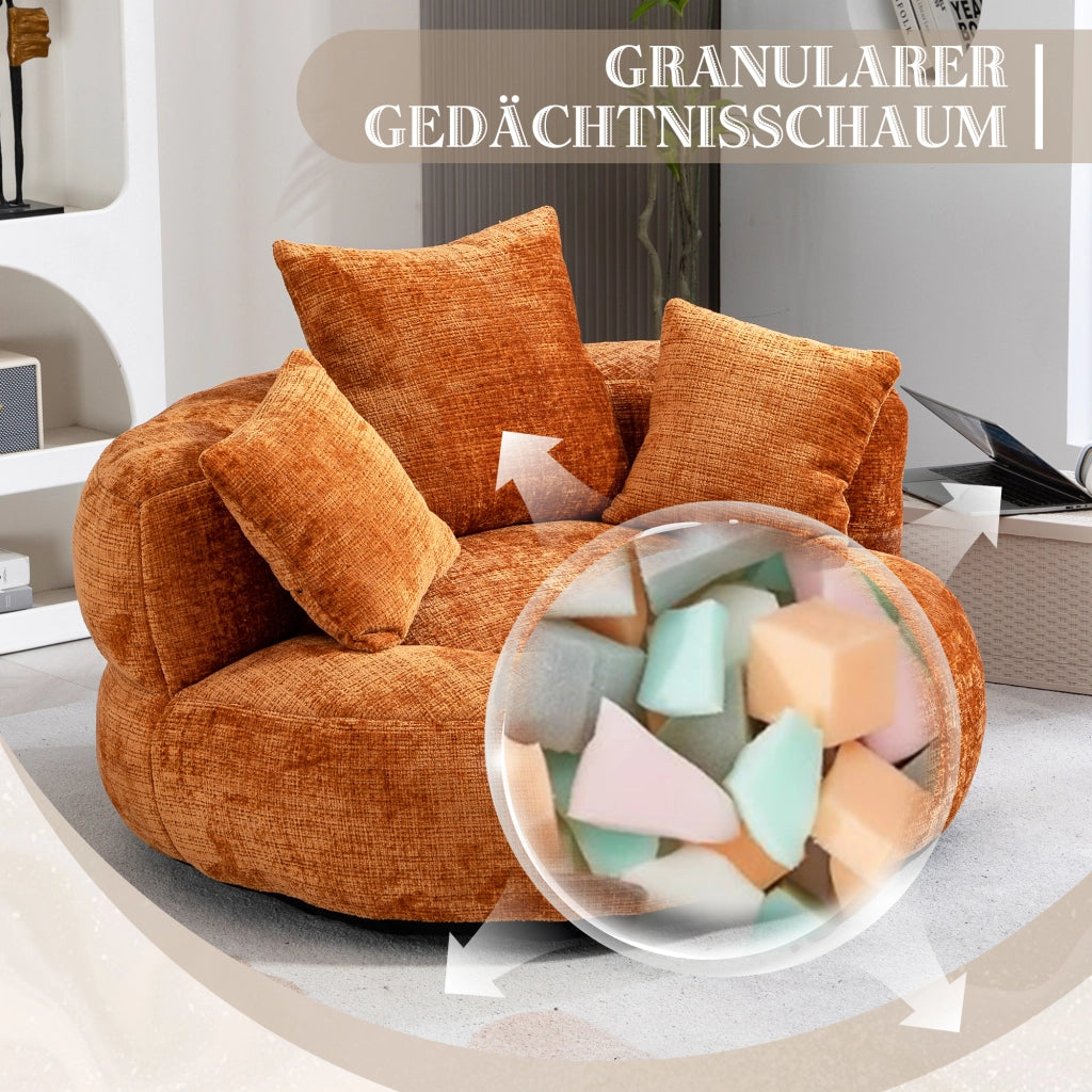 POLTRONA Sacca Relax 108x108x52 cm Chenille Arancione