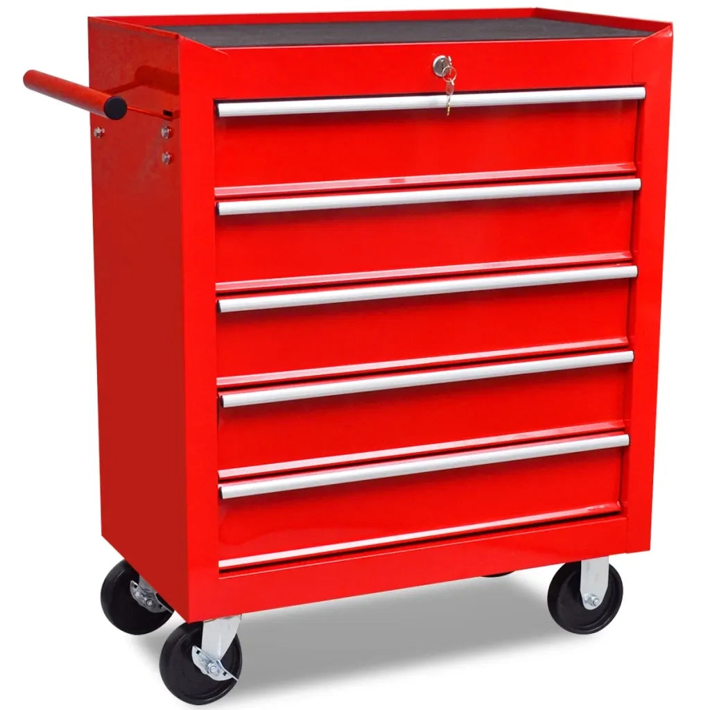 Carrello Portautensili con 5 Cassetti Rosso per Garage 141954
