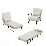 Letto a Divanetto 184x26x65 cm; Letto Singolo - Schienale a 5 posizioni e in Lino - Beige