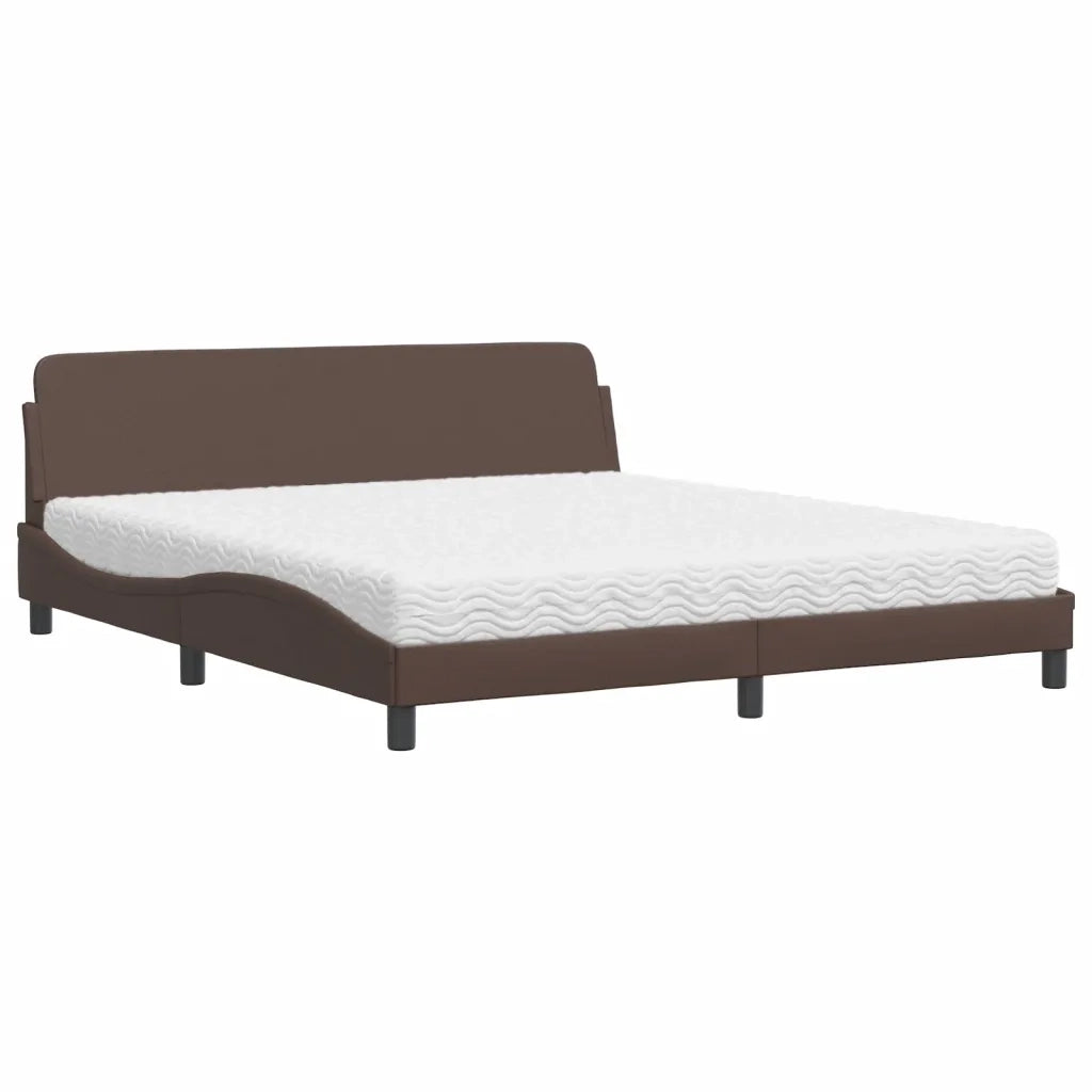 Letto con Materasso Dover Marrone 180x200cm in Similpelle 3208459