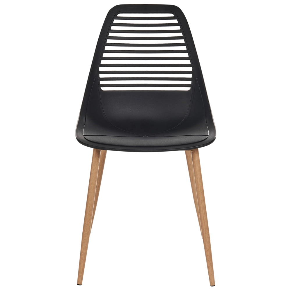 Set di 4 sedie da pranzo Seduta sintetica nera Gambe in metallo Seduta moderna semplice e minimalista