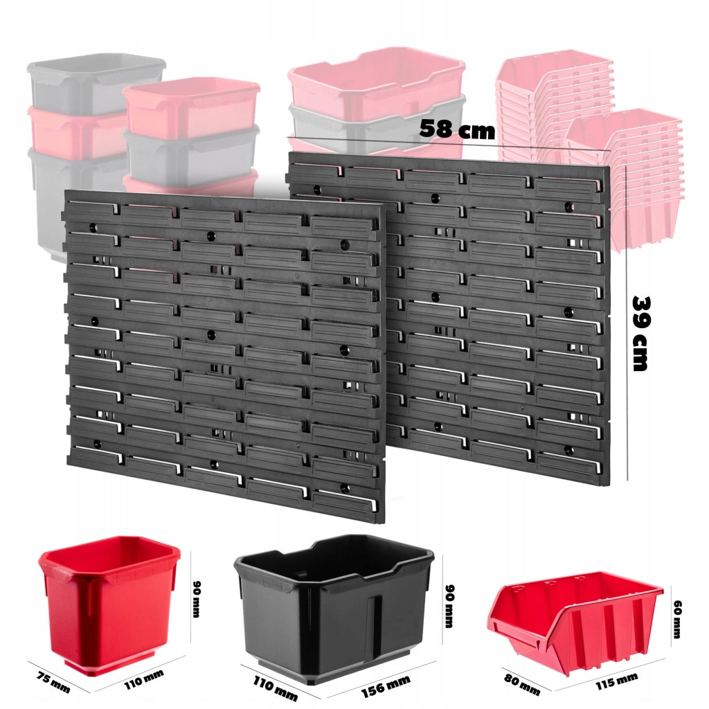 Pannello portautensili KADAX da parete per officina, 116x39 cm, 14 scomparti, 20 supporti, garage.