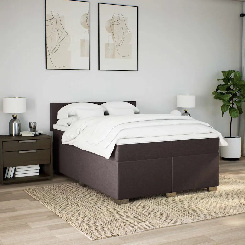Giroletto a Molle con Materasso Marrone Scuro 140x190cm Tessuto