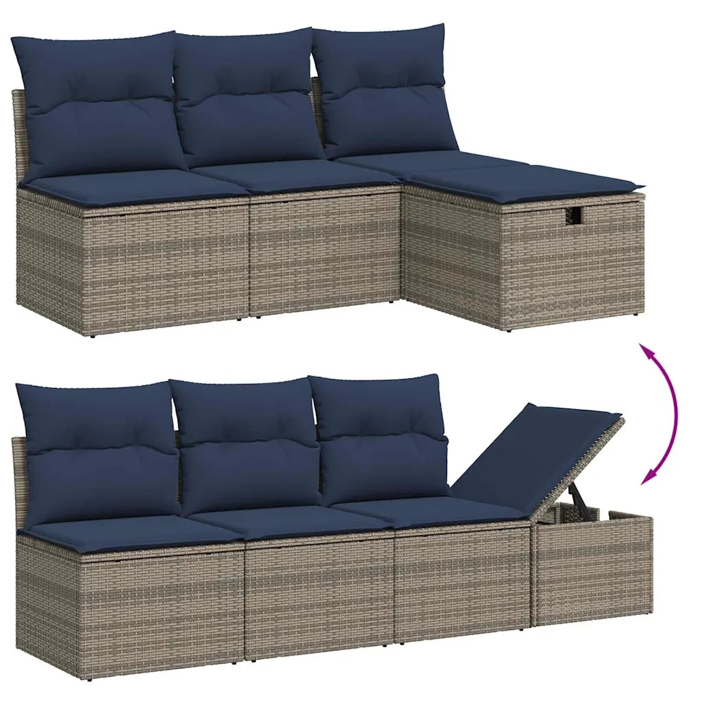 Set Divani da Giardino 8 pz con Cuscini Grigio in Polyrattan 3264736