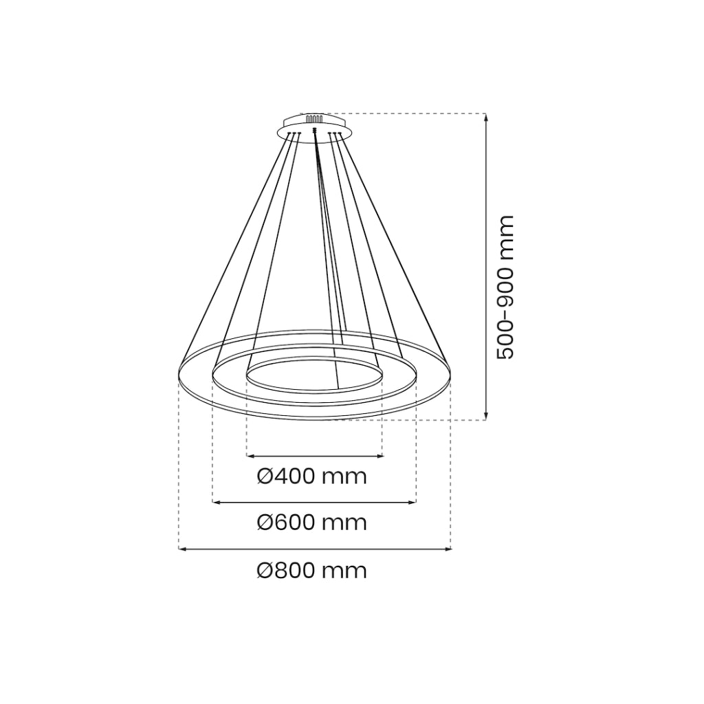 Lampadario LED moderno nero 3 anelli 93W 4000K Milagro