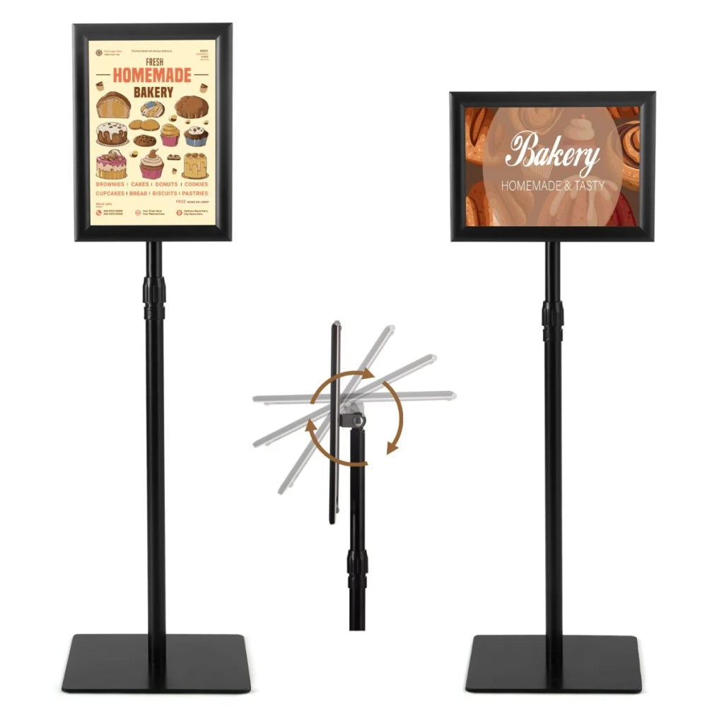 Set di 2 supporti per poster autoportanti 73 x 28 x 28 cm altezza regolabile 74-118 cm rotazione a 360° finitura in metallo nero 20_0017341