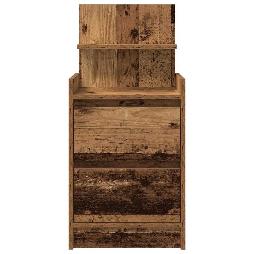 Comodino | Armadio da Notte | Mobiletto da notte con 2 Cassetti Legno Antico 38x34x80 cm