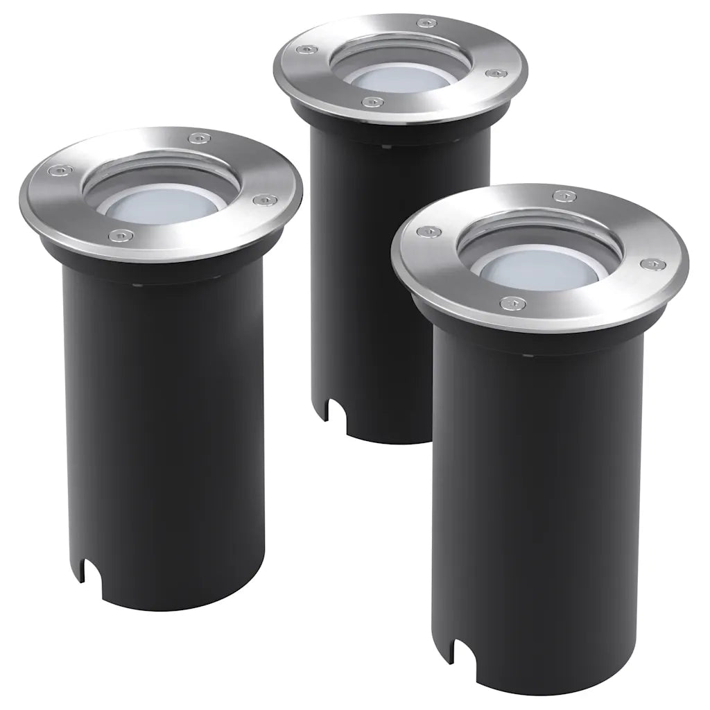 Set di 3 faretti LED da incasso per esterni 10,8 x 15 cm resistenti alle intemperie moderni in alluminio argentato 02_0045867