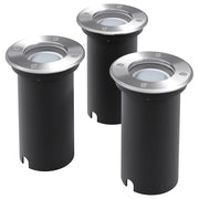 Set di 3 faretti LED da incasso per esterni 10,8 x 15 cm resistenti alle intemperie moderni in alluminio argentato 02_0045867