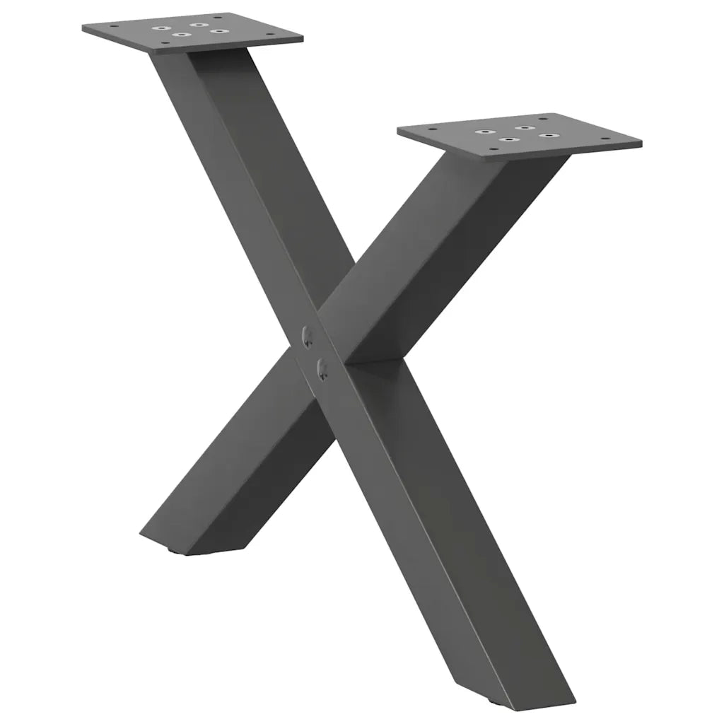 vidaXL Gambe per Tavolino da Caffè a Forma di X 2 pz Antracite 60x(30-31) cm Acciaio