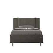 Letto imbottito 1 piazza e mezza 120x190 cm Appia - Contenitore,Microfibra,Grigio