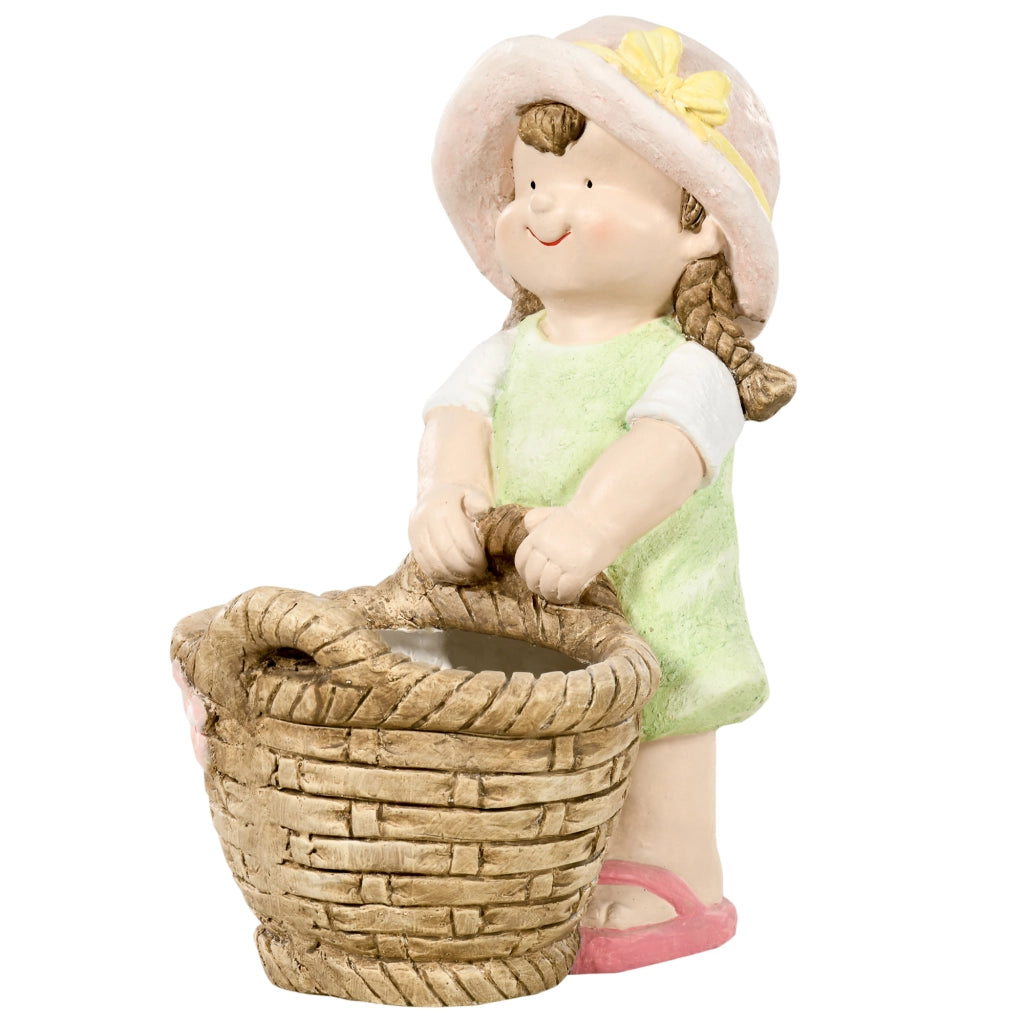 Figura da giardino M?dchen mit Blumenkorb ¨C zephmum ¨C 20x30x40 cm