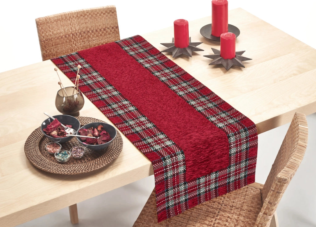 Tovaglia Copritavolo Centrino Runner Tavola Fantasia Tartan Scozzese Made In Italy - 40x130 - Tartan