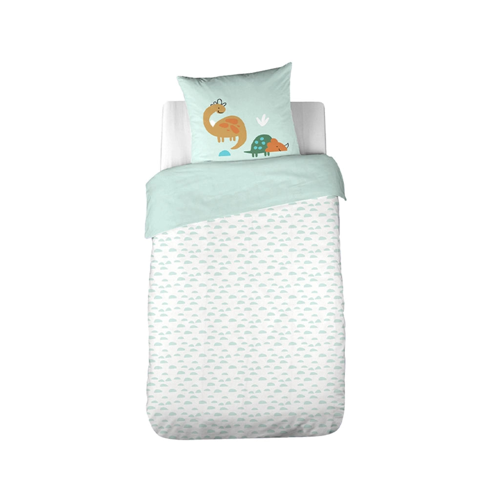 Set biancheria da letto in cotone reversibile stampata con dinosauri