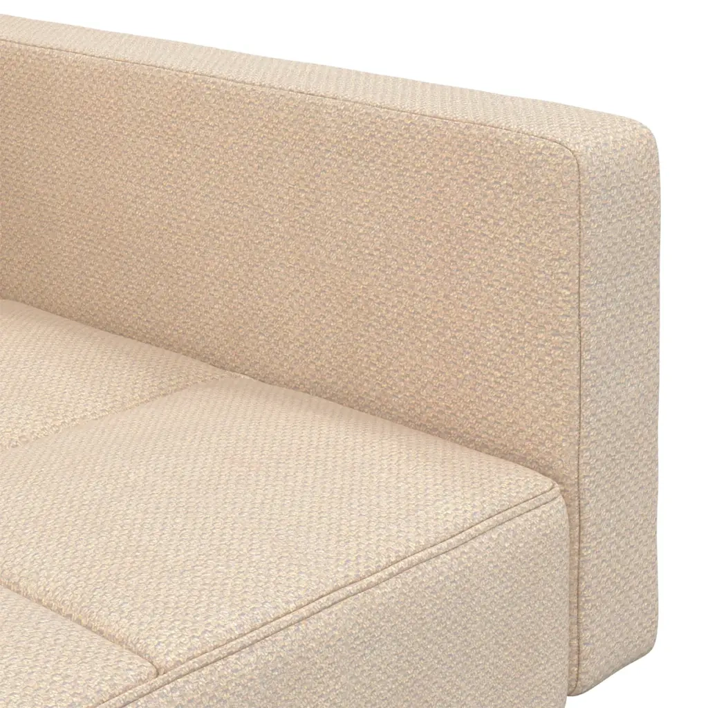 Divano Letto a 2 Posti con 2 Cuscini Crema in Tessuto 375802