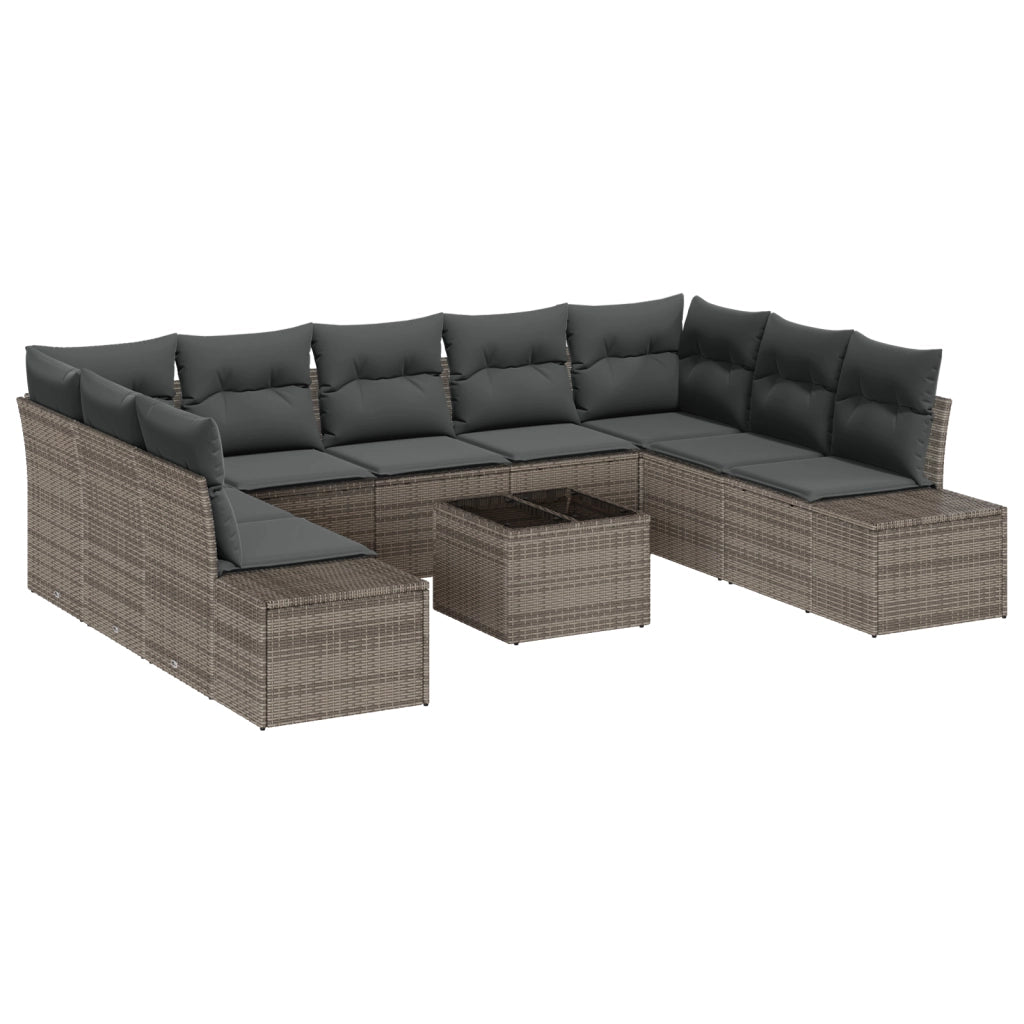 Set divani giardino con cuscini 9 pezzi rattan nero