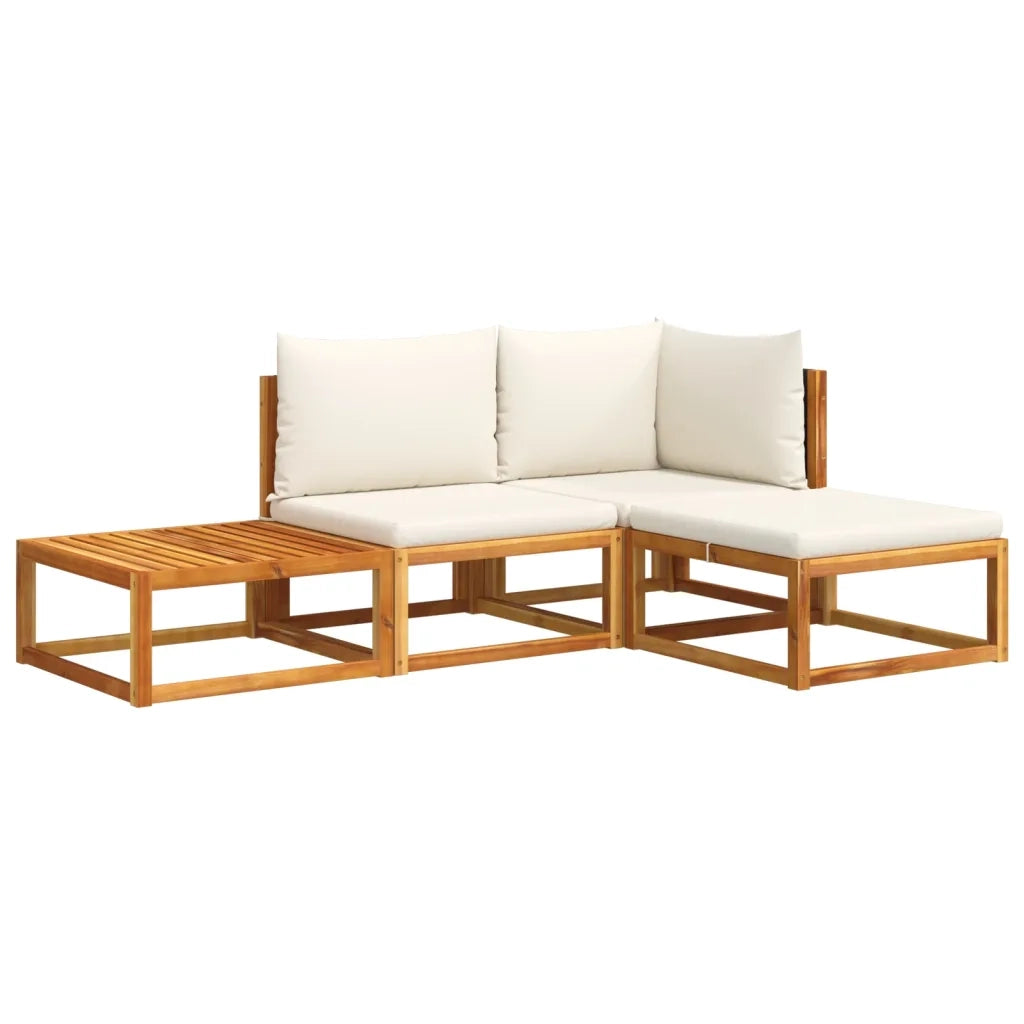 Set di divani da giardino 4 pz | Set Salotto da Giardino con cuscini in legno di acacia e rattan