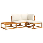 Set di divani da giardino 4 pz | Set Salotto da Giardino con cuscini in legno di acacia e rattan