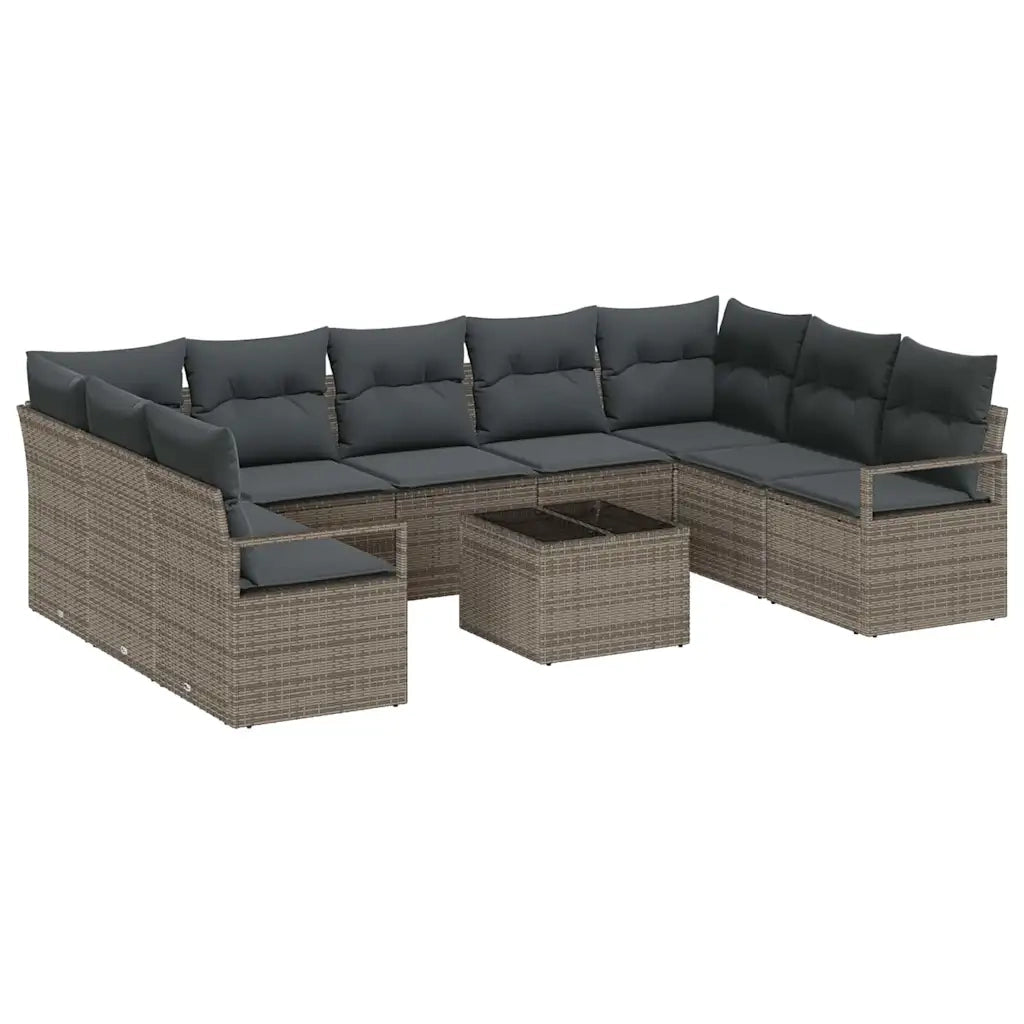 Set Divano da Giardino 10 pcs Grigio chiaro polyrattan