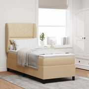 Letto a molle con materasso Crema 80 x 200 cm Tessuto 3340597