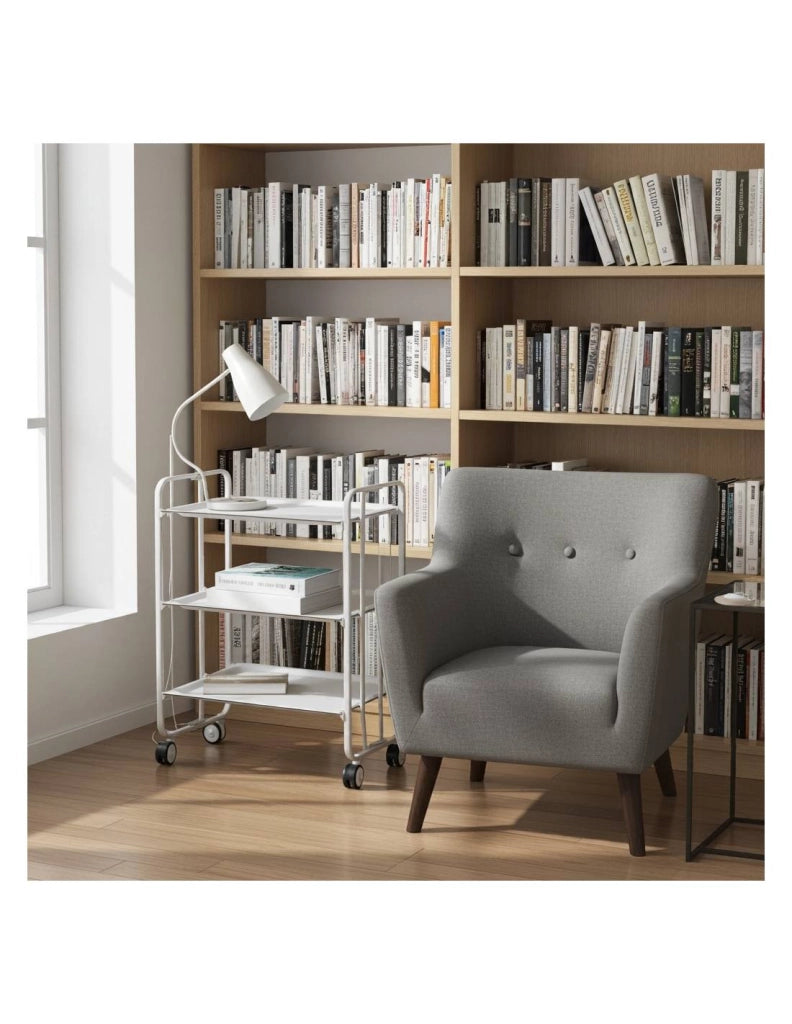 Carrello da cucina pieghevole bianco con ruote BAUHAUS 3 ripiani