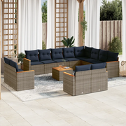 Set Divani da Giardino 13 pz con Cuscini Grigio in Polyrattan 3226523
