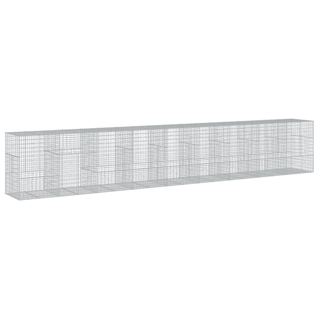 Gabbione recinto a gabbia muro di contenimento con coperchio 900 x 100 x 150 cm ferro zincato argento 02_0040210