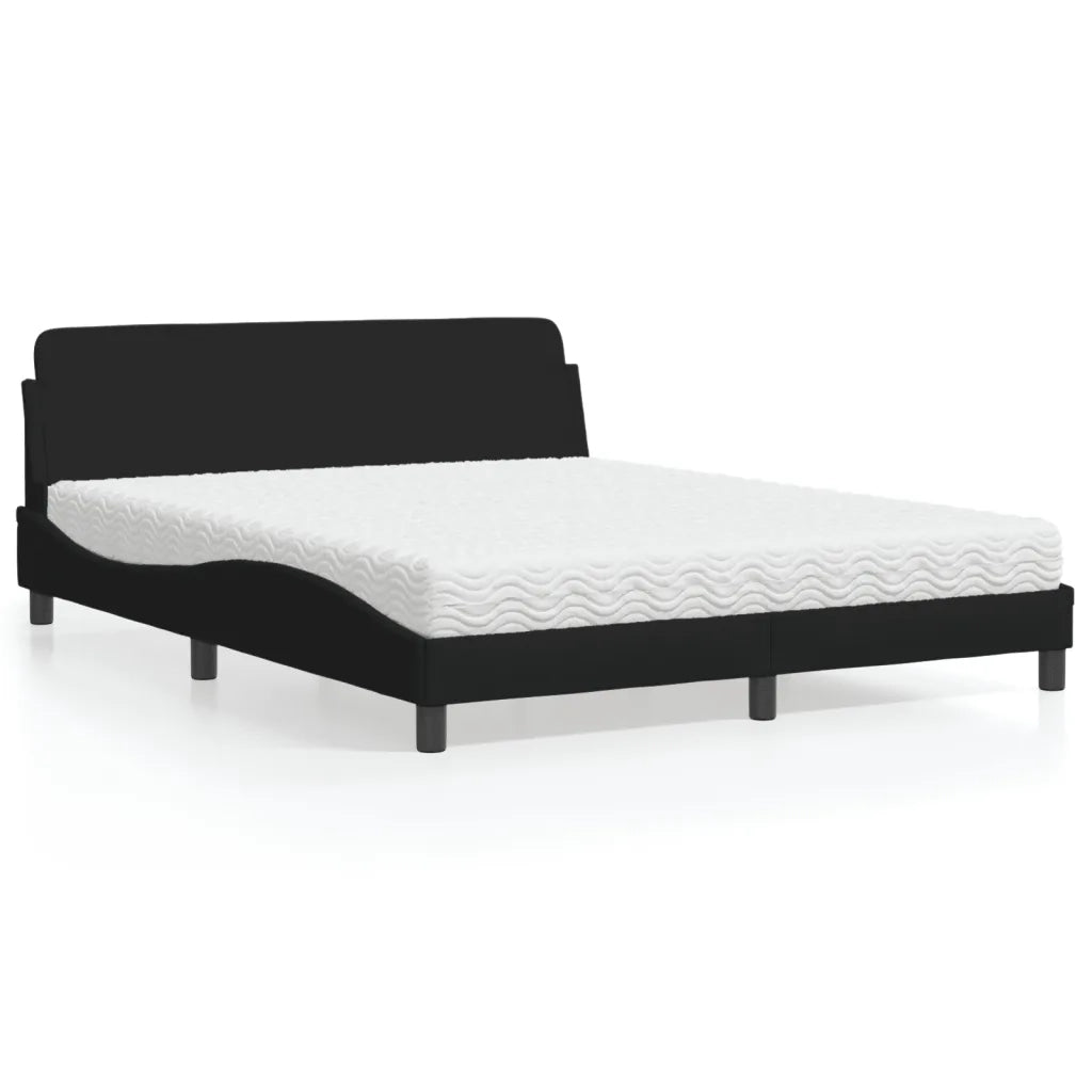 Letto con Materasso Dover Nero 160x200 cm in Tessuto