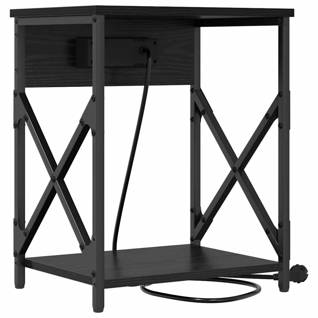 Armadio da Notte Rovere Nero 41 x 31 x 51 cm Legno multistrato 859505