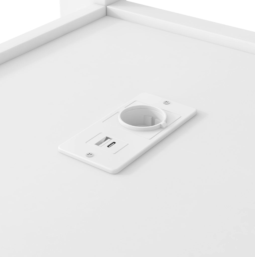 Letto a soppalco 140x200 con scrivania LED e USB, bianco