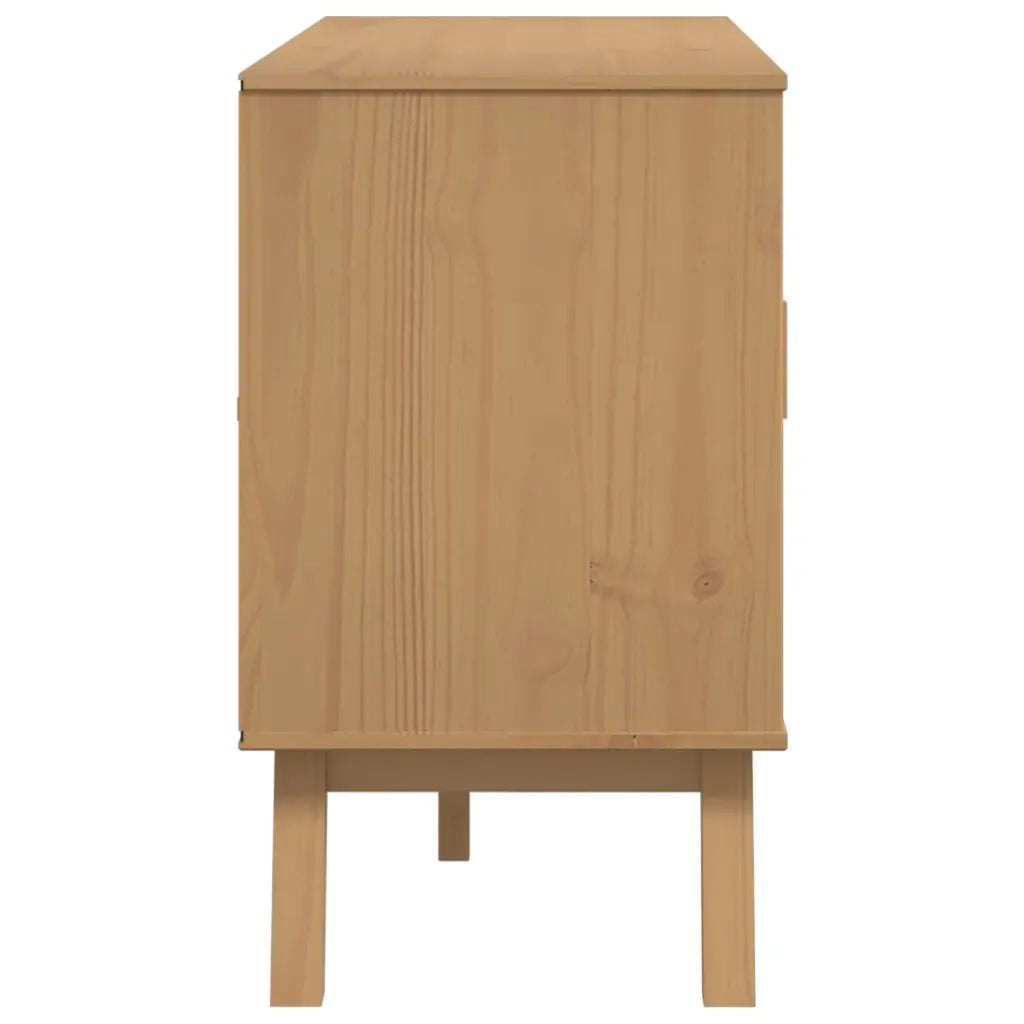 Credenza | Madia | Buffet da pranzo | Armadio da pranzo OLDEN Bianca e Marrone 114x43x73,5 cm Massello di Pino