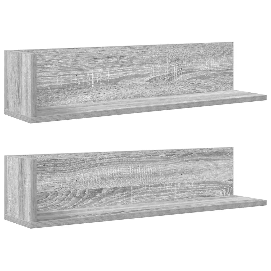 vidaXL Mensole a Parete 2pz Grigio Sonoma 75x16,5x16,5cm in Truciolato