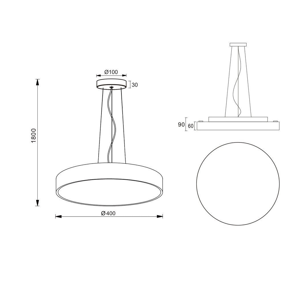 Trade Shop - Lampadario Cerchio 40 Cm Led 43 W Lampada Up Down Sospensione 2 Temperature Luce -
