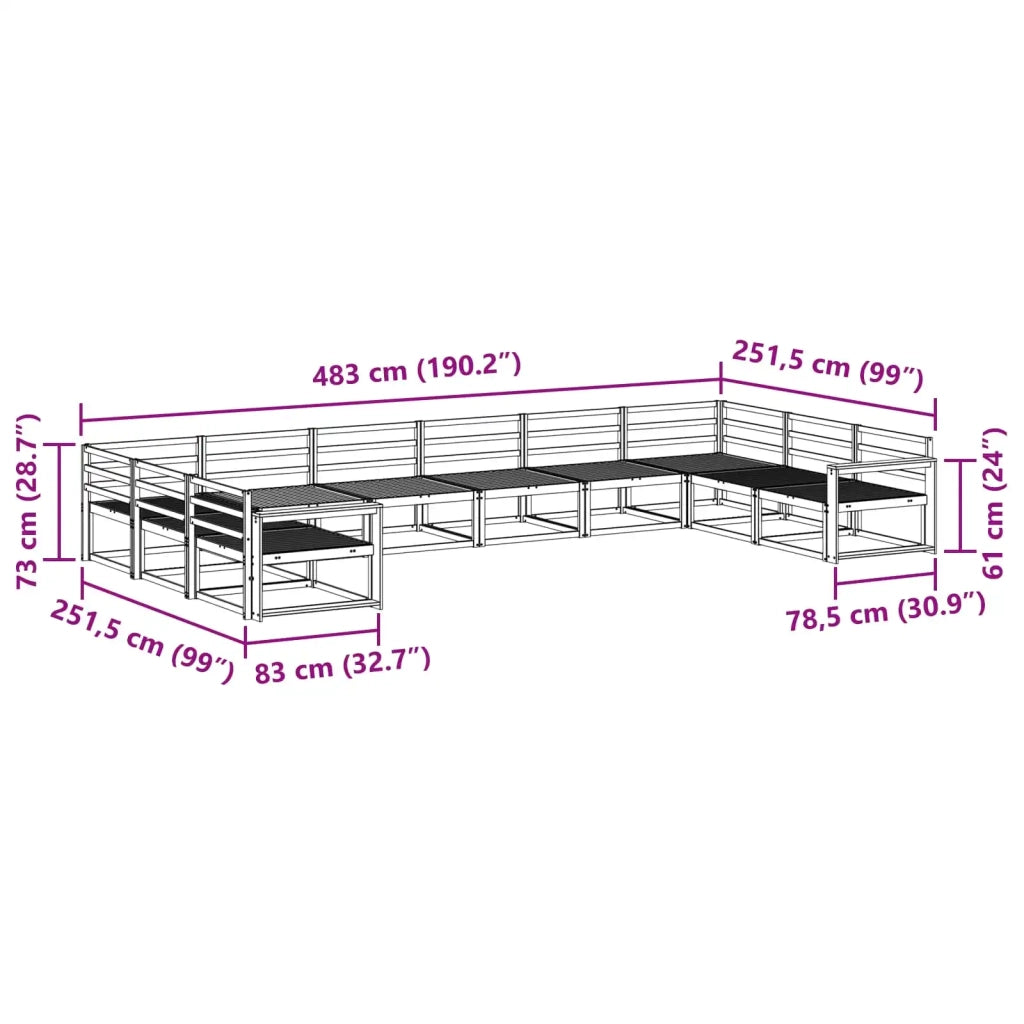 Set di divani da esterno 10 pcs Bianco Legno di Acacia Massello 3387108