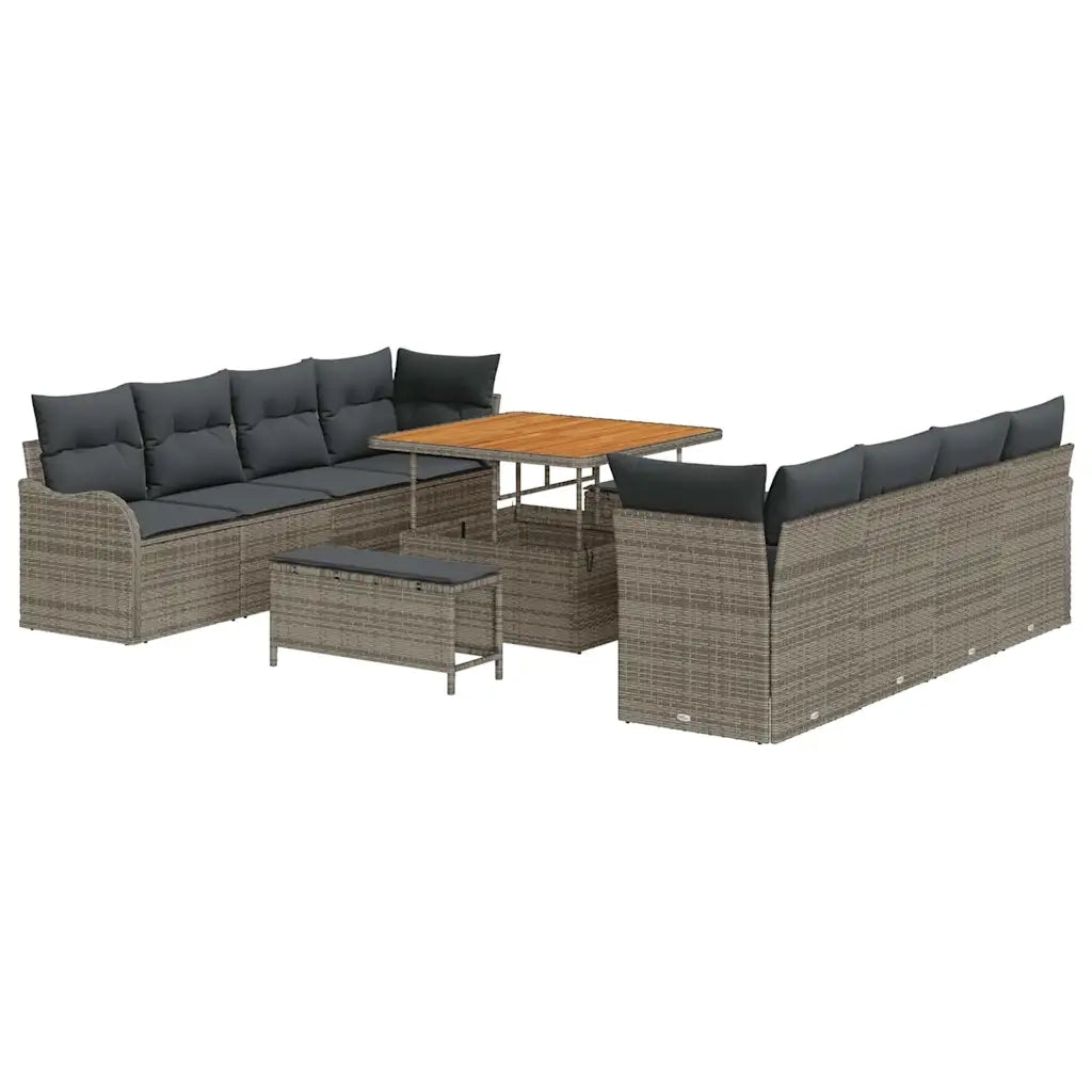 Set Divano da Giardino con cuscino con cuscino 11 pcs Grigio