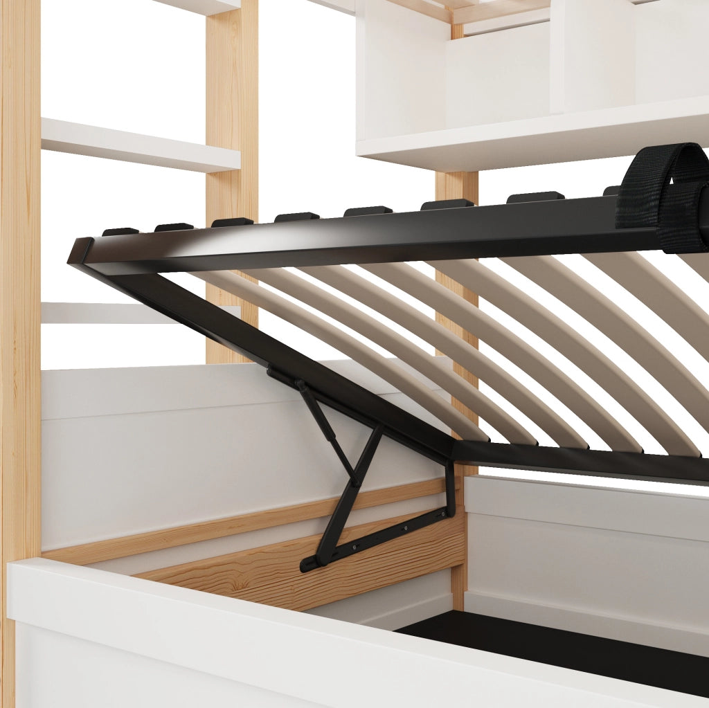 Letto a castello 90x200 cm con vano contenitore idraulico e LED