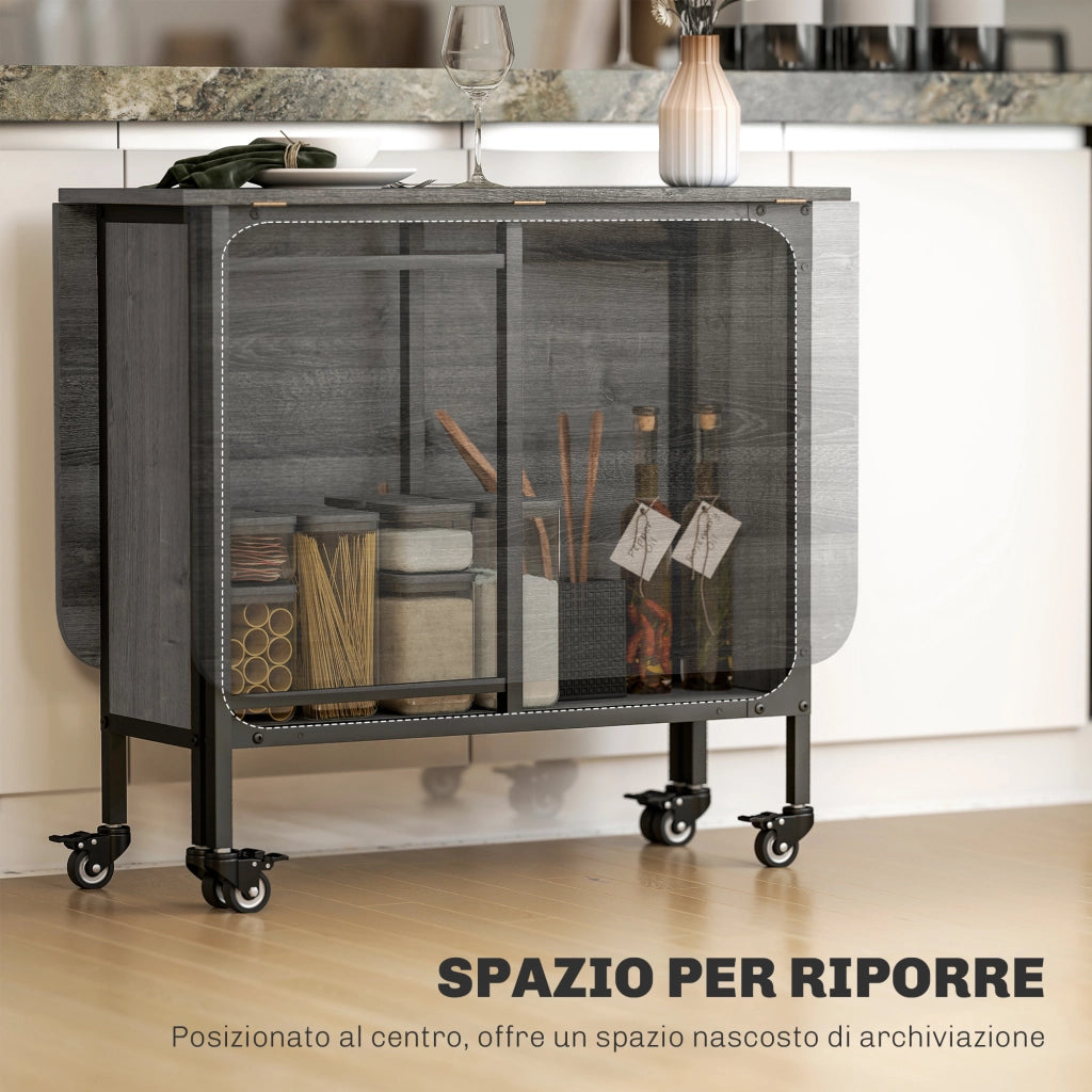 Tavolo da Pranzo Pieghevole per 6 Persone ¨C Zephmum ¨C Legno e Metallo Grigio 130x80x74 cm