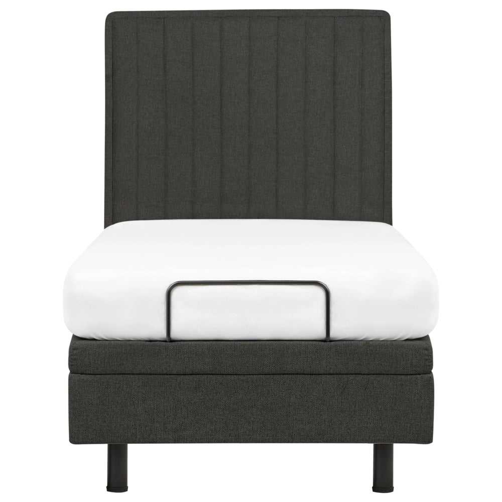 Letto singolo tessuto grigio scuro regolabile elettronicamente con telecomando senza testiera 90x200 cm stile moderno