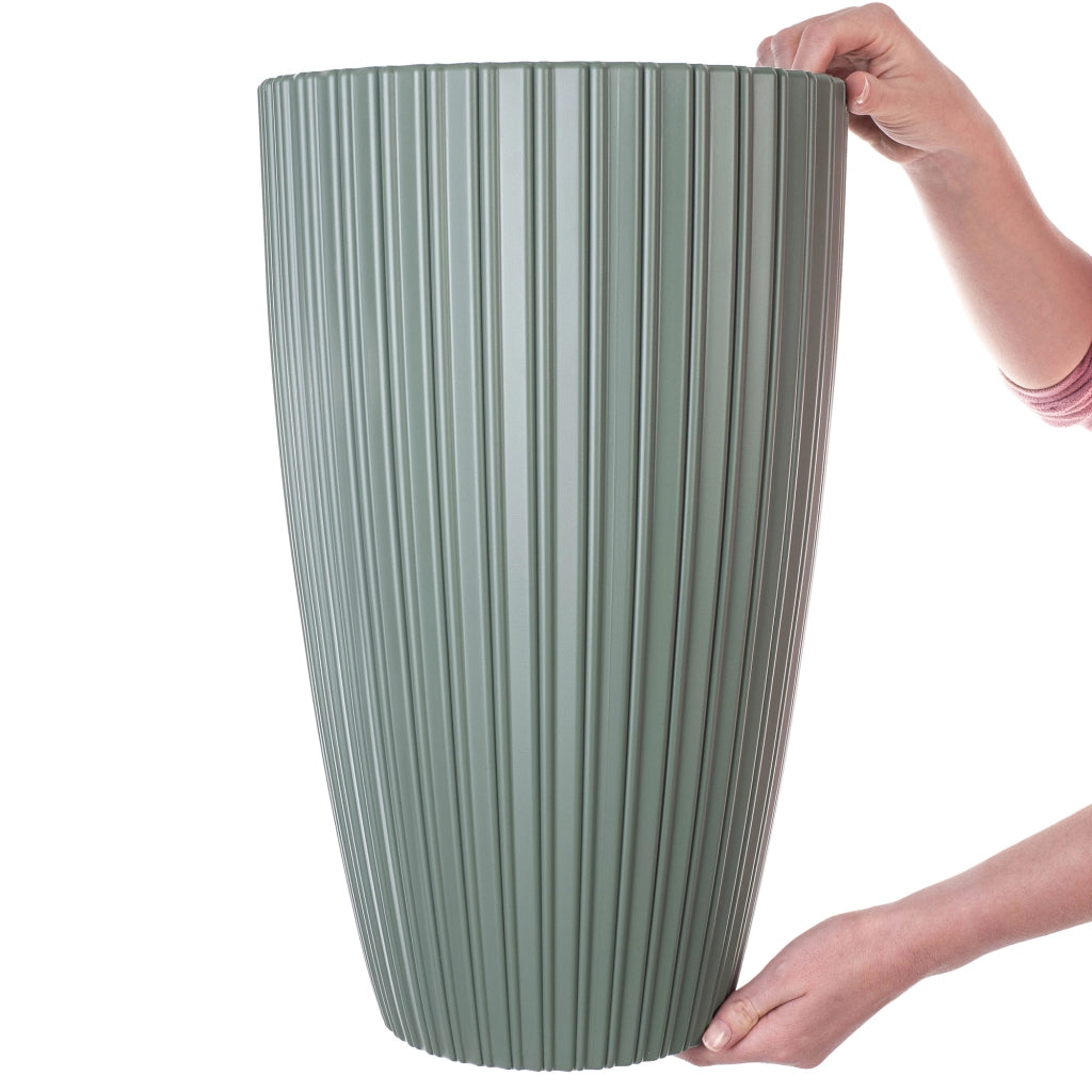 Vaso da fiori KADAX da 30 cm con inserto, vaso da fiori in plastica, verde