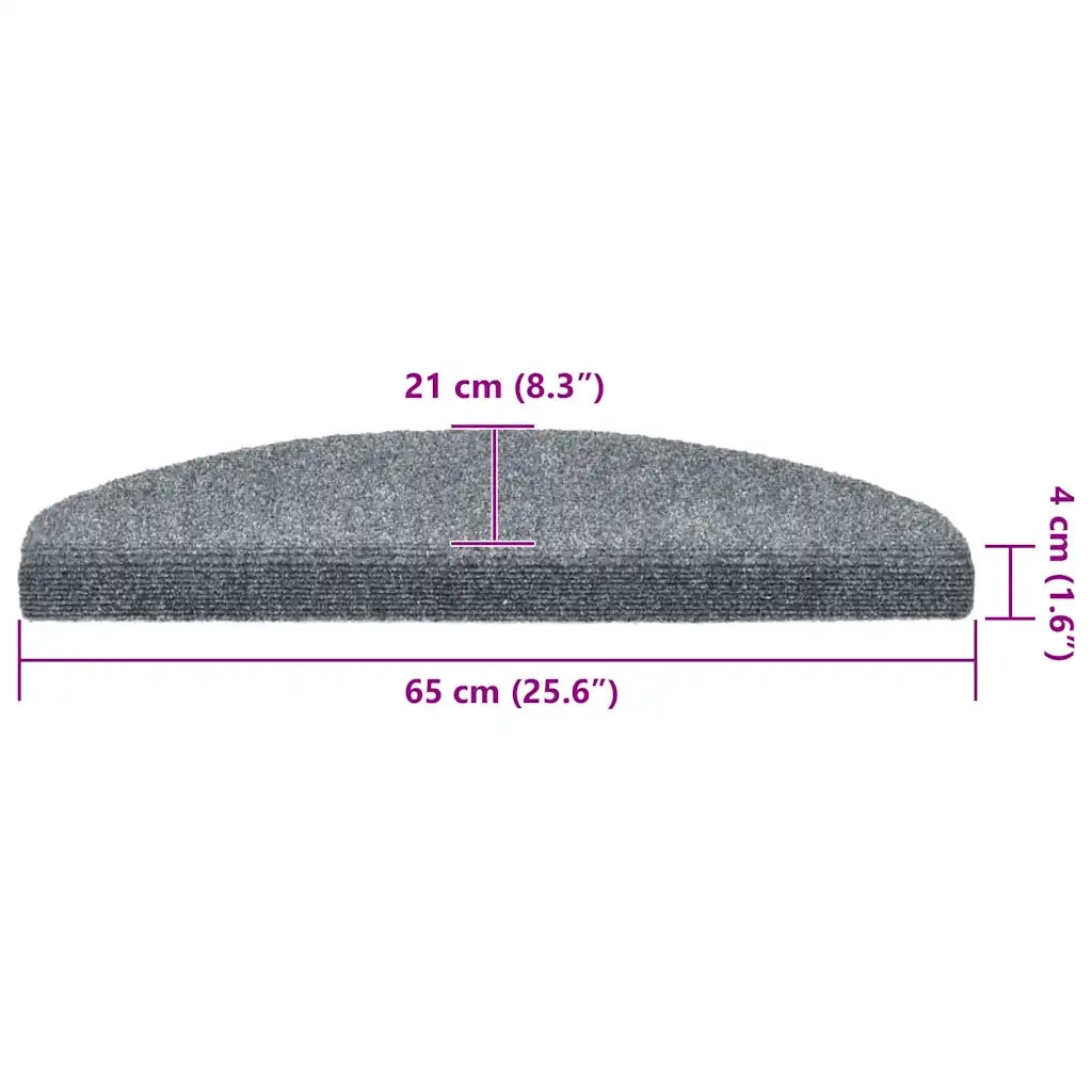 Tappetini per scale autoadesivi 30 pz 65x21x4 cm Grigio chiaro Semicircolari Grandi 3365658