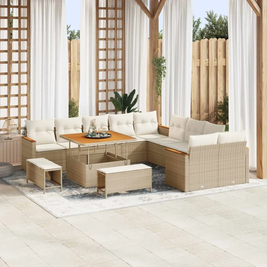 Set Divano da Giardino 13 pcs Beige polyrattan 3362966