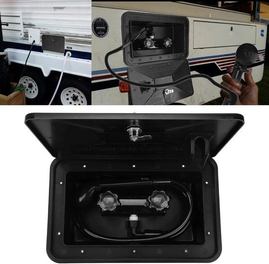 Kit di Doccia Esterna in ABS Nero con 2 Chiavi - Accessori per Caravan - Set di Doccia Esterna per Mano