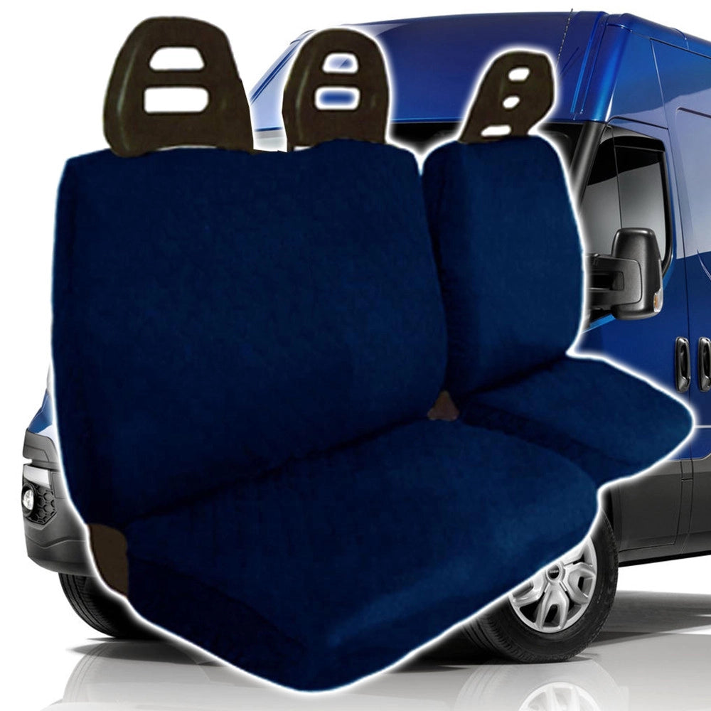 Trade Shop - Coprisedili Copri Sedili Per Furgone 3 Posti Universali In Cotone Blu Scuro -