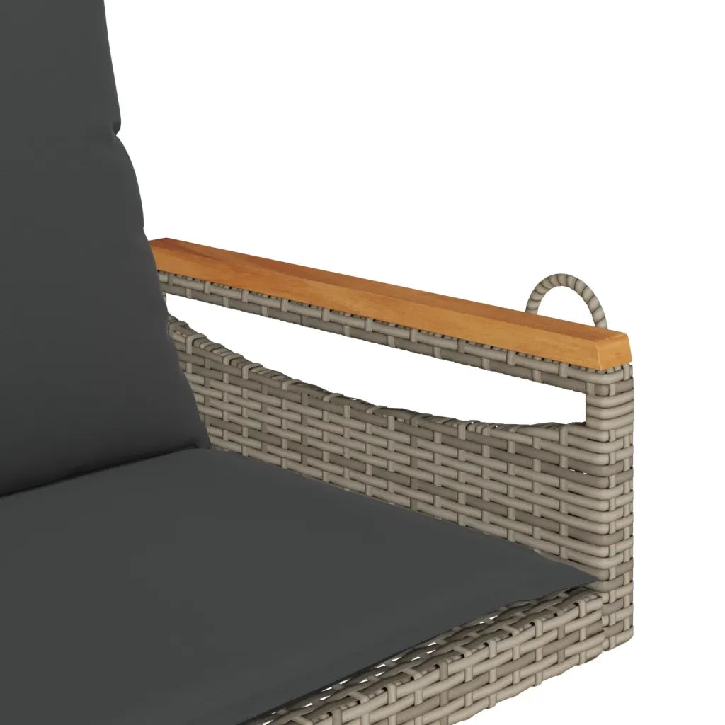 Panca da Giardino | Panchina Dondolo con Cuscini Grigia 63x62x40 cm in Polyrattan