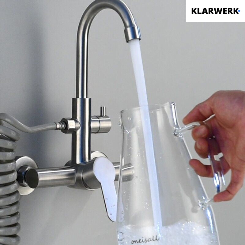 JULIE | rubinetto miscelatore da parete catering argento | professionale da cucina in acciaio inox con doccetta | ristorante da parete bocca alta