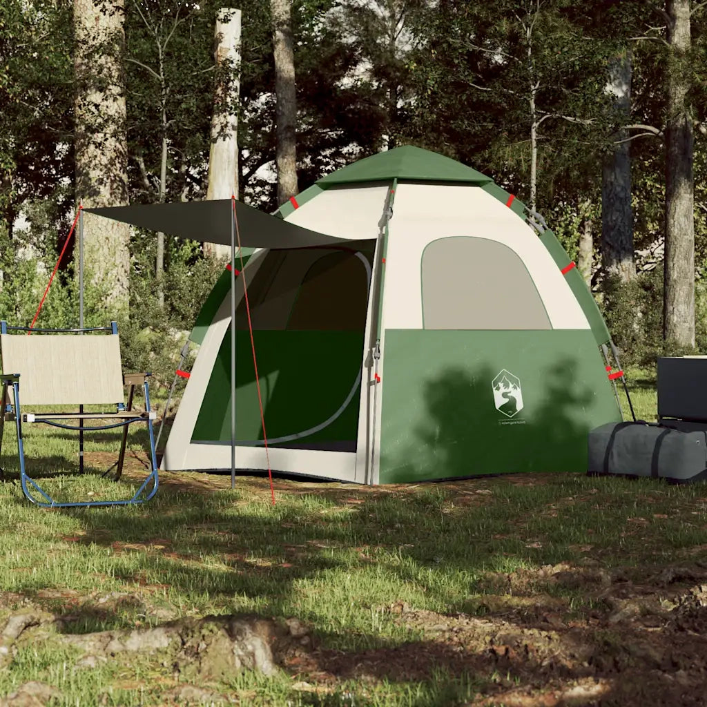Tenda da Campeggio Cabina 4 Persone-Tenda per Escursionismo Verde a Rilascio Rapido 322469